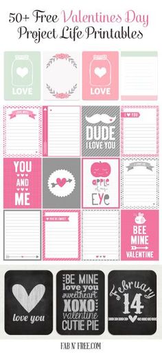 valentine's day project life printables