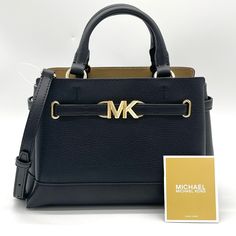 Leather Duffel, Michael Kors Satchel, Black Satchel, Satchel Tote Bag, Blue Handbags, Leather Satchel Bag, Black Leather Purse, Satchel Tote, Tote Bag Purse