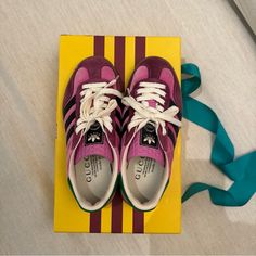 Gucci X Adidas Pink Velvet Gazelles. They Are New (Only Worn When Tried On In Store). Slight Manufacturing Defect On Back Of Heel. They Are Listed For Under Retail For That Reason. Men’s 3.5 - Fit A Us Women’s 5. Someone Purchased Them & Cancelled The Order. This Is A Re-List. They Are Available. Gucci Pink Sneakers With Rubber Sole, Pink Gucci Sneakers With Rubber Sole, Gucci Low-top Pink Sneakers, Gucci Pink Sneakers With Round Toe, Gucci Pink Low-top Sneakers, Pink Gucci Leather Sneakers, Pink Leather Gucci Sneakers, Sporty Pink Gucci Sneakers, Gucci Designer Pink Sneakers