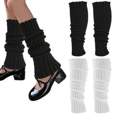 PRICES MAY VARY. 【High Quality】:The women's leg warmers are made of high-quality 100% acrylic fiber, breathable, super soft, skin-friendly, comfortable and easy to put on and put off. This white/black leg warmers can keep your leg and ankle warm in cold winter.They are not loose and do not feel like they will fall down. 【One Size Fit Most】:Our legwarmers have a nice elasticity, not too light or too loose, providing you a comfortable feeling. You can stretch the leg warmers over your legs or stac Black Legwarmers, Black Leg Warmers, Skirt Sweater, Fashion Kawaii, Knit Leg Warmers, Heels Sneakers, Leg Warmer, Leg Sleeves, Acrylic Fiber