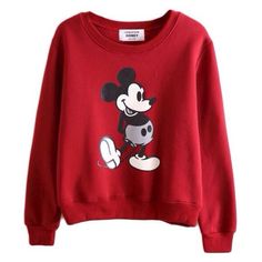 Mickey Clothes, Mickey Mouse Outfit, Cute Disney Outfits, Mickey Mouse Shirt, Red Long Sleeve Tops, Red Long Sleeve Shirt, Mickey Mouse Sweatshirt, Mickey Mouse Shirts, Aesthetic Hoodie