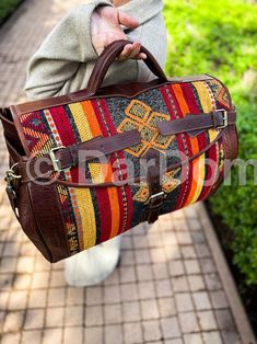 Convertible Kilim Travel Bag: Backpack, Weekend Duffel, and Boho Carpet Leather Bag for Women and Men - Etsy Brown Backpack For Overnight Trips, Brown Standard Backpack For Overnight Trips, Traditional Brown Travel Bag With Leather Handles, Traditional Rectangular Duffle Bag For Travel, Artisan Shoulder Bag With Leather Lining For Travel, Artisan Shoulder Bag For Travel With Leather Lining, Traditional Satchel For Travel, Artisan Travel Shoulder Bag With Leather Lining, Traditional Leather Travel Bag