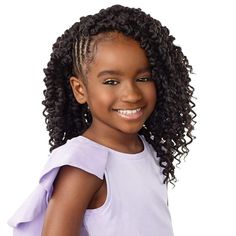 Sensationnel Lulu Mini Synthetic Kids Braid - 2X PASSION TWIST 10   Color Shown on Model: 1B Short Bohemian curly style in 10”, PRE-LOOPED BRAID Perfect protective style for kids Safe Flame Retardant High-Quality Fiber Soft Light Weight and Easy on Moms Hands, Great for Tension-Free Styling   Ships out from USA   Return Policy We guarantee money back on all acceptale returns Original shipping fees & Handling charges are NON-REFUNDABLE Return are only available within 30 Days o Types Of Braids, Twist Styles, Hair Twist Styles, Protective Style, Girls Braids, Braids For Kids, Kids Braided Hairstyles, Twist Braids, Flame Retardant