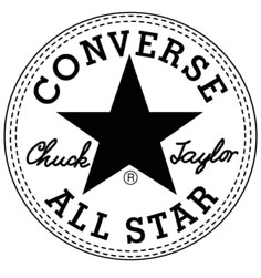 the converse all star logo is black and white with a large star on it's side