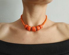 Orange Coral Jewelry Ukrainian Necklace Coral Jewelry Natural | Etsy Orange Beads As A Gift, Orange Beaded Necklaces As Gift, Spiritual Orange Beaded Necklace, Gift Beaded Necklaces With Wooden Beads, Gift Wooden Beaded Necklaces, Spiritual Wooden Beads, Gift Wooden Beads Necklace, Orange Polished Beads Necklace, Coral Beaded Necklaces With Large Beads