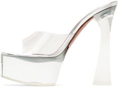 Transparent slip-on heeled sandals. · Open square toe · Logo-embossed goatskin and lambskin footbed · Block heel with rubber injection · Leather and PVC platform sole · Platform: H1.75 · Heel: H5.5 Supplier color: Transparent Modern Formal Sandals With Translucent Outsole, Modern Clear Platform Heels, Luxury Heels With Translucent Outsole For Summer, Luxury High Heels With Translucent Outsole, Luxury Clear Sandals For Formal Occasions, Luxury Clear Heels For Summer, Modern Clear Sandals For Formal Occasions, Modern Clear Heels With Sculpted Heel, Luxury High Heel Clear Sandals