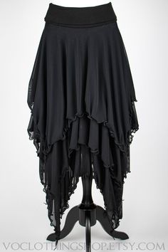 *NEW ITEM* This long black WITCHY SKIRT is made from THREE layers of feather-light sheer stretch mesh, each layer carefully hemmed with a witchy, curly pointed hem for dramatic cascading fullness and lots of texture. Wide cotton/spandex fold-over waistband sits just below your natural waistline, or you can pull it down over your hips for extra length. 100% Handmade in Los Angeles, CA USA. SIZES (designed to fit the following body measurements): XS :: fits 24"-25" waist S :: fits 26"-28" waist M :: fits 29"-31" waist L :: fits 32"-35" waist XL :: fits 36"-39" waist XXL (2X) :: fits 40"-44" waist Waist = smallest part of your mid section. If you are between sizes, I recommend ordering the smaller size.  SKIRT LENGTH is approx. 36" not including the waistband. All orders ship via USPS with in Witchy Skirt, Black Skirts, Vampire Costume, Black Layers, Tiered Maxi Skirt, Feather Light, Layered Skirt, Long Black, Body Measurements