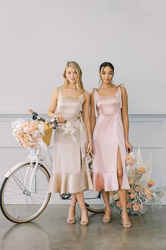 A convertible pinafore-style midi bridesmaid dress is a gorgeous addition to your cottagecore or garden wedding affair. Rose Gold Satin Dress, Gold Bridesmaid Dress, Bridal Shower Treats, Rose Gold Bridesmaid Dress, Printed Bridesmaid Dresses, Rose Gold Satin, Satin Gowns, Rose Gold Bridesmaid, Midi Bridesmaid Dress