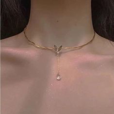 Kalung Choker, Fairy Necklace, Classy Jewelry, Gold Choker Necklace, Fancy Jewellery, Fancy Jewelry, Cute Necklace