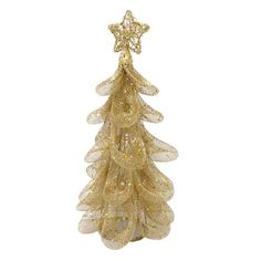 a gold christmas tree on a white background