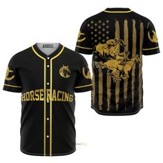 This custom Baseball Jersey shirt is a great gift idea, as well as a loose and comfy outfit that will keep you cool during the hot summer months. Coming up with a surprise for your loved ones is up to you. Surprise your friends, family, or teammates with a gift they'll never forget. Order now and step up your game with our custom baseball jerseys! Features: Material: Spandex and Polyester. Available in sizes S-6XL unisex full Button Down Closures. Laundry guide: Hand wash gently with warm water Customizable Black Fan Apparel Tops, Black Cotton Sublimation Design With Team Name, Casual Black Jersey With Sublimation Design, Casual Sports Sublimation Design With Custom Print, Casual Sublimation Design T-shirt With Custom Print For Sports, Casual Shirt With Sublimation Print For Sports, Casual Sports Shirt With Sublimation Print, Black Sports Fan T-shirt With Custom Print, Jersey Short Sleeve Sublimation Top With Letter Print