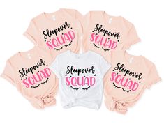 Sleepover Squad Shirt, Birthday Squad, Slumber Party Favor Shirts, Birthday Shirt, Bachelorette Party, Birthday Party, Sleepover Pajama by BellaCustomTshirts on Etsy Sleepover Shirts Ideas, Bachelorette Sleepover, Birthday Party Sleepover, Sleepover Squad, Slumber Party Favors, Party Sleepover, Sleepover Birthday, Sleepover Birthday Parties, Info Design