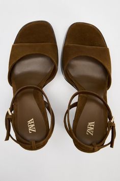 SUEDE PLATFORM SANDALS - Brown | ZARA United States Zara Sandals, Leather Platform Sandals, Brown Heels, Brown Sandals, Hat Hairstyles, Platform Sandals, High Heel, Sunglasses Accessories, Bags Women