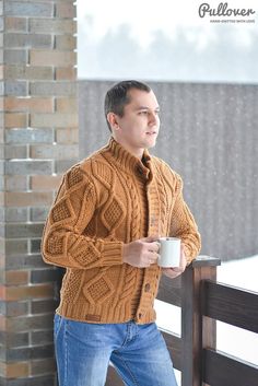 Custom hand knitted cardigan Merino wool men's cardigan Aran style cardigan Made to order Cable knit Mens Jackets Casual, Men's Cardigan, Knit Men, Mens Cardigan, Style Cardigan, Men's Knit, Knitted Cardigan, Outfits Casual, Knit Jacket