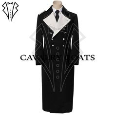 New Men Black Wool General Officer Frock Coat, 18th Century Military Style Officer Jacket, Military Frock Coat By Cavalry Coats With Worldwide Shipping ARTICLE DESCRIPTION CHARACTERISTICS: 100% wool Custom Fit Style. Main color: Black Professionally stitched Size Specifications: To guarantee the perfect fit, we require the following measurements: 1. Chest Size: Measure the circumference of your chest at its broadest point. 2. Waist Size: Measure around your natural waistline, usually the narrowe Formal Military Double-breasted Outerwear, Double-breasted Military Style Formal Outerwear, Military Style Formal Pea Coat For Winter, Formal Military Pea Coat For Winter, Military Style Formal Winter Pea Coat, Formal Military Style Winter Pea Coat, Classic Formal Outerwear With Epaulettes, Victorian Style Formal Long Coat, Formal Uniform Outerwear With Epaulettes