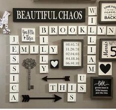 the wall is decorated with many different types of signs and arrows, including one that says beautiful chaos