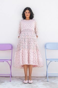 LUPIN TIER DRESS- PINK COTTON HAND BLOCK PRINTED - Trendroots Cotton Dresses Online, Tier Dress, Printed Cotton Dress, Pink Cotton, Cotton Dress, Cotton Dresses, Block Print, Printed Cotton, Pink Dress