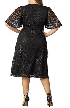 Sparkle at your next soirée in our Starry Sequined Lace Cocktail Dress. This party dress features a flattering surplice neckline, flirty flutter sleeves and a graceful A-line silhouette. This sparkly little outfit even has a surprise element - pockets! -Material: Self: 90% Nylon, 10% Spandex/Lining: 100% Polyester -Care Instructions: We recommend machine washing inside out in cold water on the gentle cycle. Do not bleach. Lay flat to dry. Cool iron when needed. -Product Fit: A-Line Product Speci Flare Cocktail Dress, Curvy Wedding, Fit And Flare Cocktail Dress, Lace Cocktail Dress, Little Outfits, Weekend Wardrobe, Cocktail Dress Lace, Plus Size Dress, Nordstrom Dresses