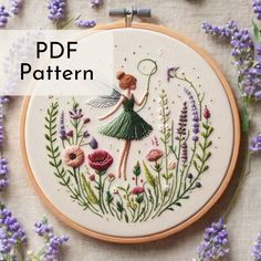 This is a digital PDF embroidery pattern for the amazing hand embroidery design, allowing you to recreate it in your unique style. This PDF file is formatted for easy printing, with the pattern scaled perfectly for 3", 4", 5", 6", 7", and 8" embroidery hoops. Simply download, print the desired size, cut out the circle, and transfer the design onto your fabric. Then, let your creativity flourish as you embroider! You're free to print and use this design as many times as you like, ideal for DIY pr Fairy With Flowers, Flowers Embroidery Pattern, Dancing Fairy, Dancing Flowers, Beginner Embroidery, Astuces Diy, Embroidery Template, Flowers Embroidery, Hand Embroidery Projects