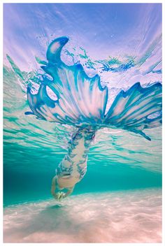 an underwater photo of a woman in the water