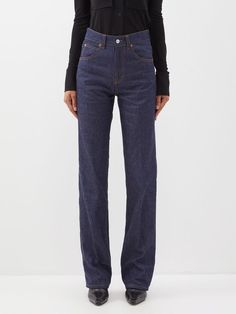 Women's Victoria Beckham Julia High-rise Straight-leg Jeans - Blue - Straight jeans Victoria Beckham’s blue slubbed-denim Julia jeans have a flattering high waist and flared legs, a fit favoured by the label’s glamorous founder. Man United, Dark Denim, Victoria Beckham, The Label, Levi Jeans, Mom Jeans, Denim Jeans