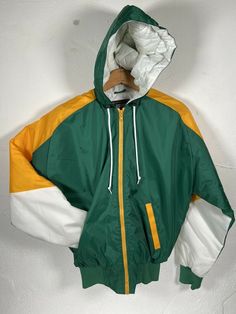 You Are Bidding On Vintage Rennoc Full Zip Quilted Lined Hooded Nylon Jacket Size Small Green Gold & White Check out my store for more great deals=) I can combine shipping when it makes sense, just ask! Shipping: All clothes will be shipped via USPS in a poly bag mailer to save on costs. All shipping is calculated automatically based on location, size, and weight. Poly Bags, Green Gold, Cute Shoes, Green And Gold, Nike Jacket, Hooded Jacket, Rain Jacket, Great Deals, Sense