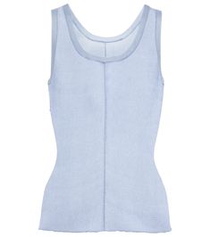 The key to any winning layering look is a fine base like this blue Peter Do tank top. It's made from a semi-sheer knit blend with a metal logo and seams down the front and back for a modern feel. Fitted Blue Tank Vest, Blue Fitted Tank Vest, Sheer Stretch Cami Tank Top, Sheer Stretch Camisole Top, Sleeveless Second-skin Top For Summer, Spring Sleeveless Second-skin Tops, Summer Sleeveless Second-skin Top, Second-skin Sleeveless Top For Summer, Chic Sleeveless Second-skin Top