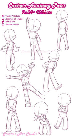 an animation character poses and expressions sheet