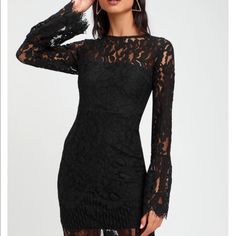 Brand New With Tags. Black Lace Long Sleeve Midi Dress. The Dress Is Stunning And Elegant. Perfect For Dinner, Wedding Or Special Occasion. I Purchased For A Party But Didn’t Fit. Off Shoulder Cocktail Dress, Tropical Print Dress, Black Bustier, Black Striped Dress, Dinner Wedding, Flounced Dress, Lace Long Sleeve, Black Midi, Tea Length Dresses