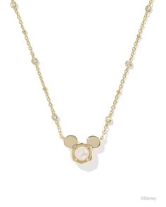 Experience the feeling of everyday magic with the Disney | Kendra Scott Gold Mickey Mouse Short Pendant Necklace in Freshwater Cultured Pearl. A signature KS pendant topped with Disney Mickey Mouse ears gets an extra dose of dazzle with a crystal-studded satellite chain. Timeless, iconic, and full of joy, this precious pendant will sprinkle a bit of extraordinary into your everyday looks. Metal 14k Yellow Gold Over Brass Material Freshwater Cultured Pearl Closure Lobster Clasp W/ Single Adjustab Gold Mickey Mouse, Short Pendant Necklace, Everyday Magic, Mickey Mouse Shorts, Engagement Rings Sale, Pandora Disney, Kendra Scott Necklace, Bar Jewelry, Mickey Mouse Ears