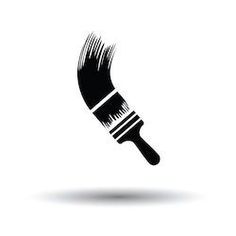 a black brush icon on a white background