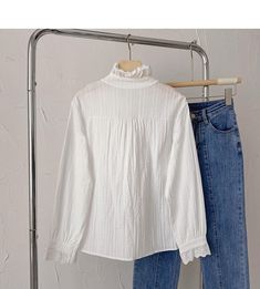 Style: commuting Size: one size Color: white Stand Collar Top, Collar Top, Stand Collar, Bell Sleeves, Top Styles, Bell Sleeve Top, Sleeve Top, Color White, Collar