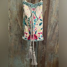 Bohemian Beige Shoulder Bag With Floral Embroidery, Embroidered Bucket Bag Pouch For Travel, Embroidered Pouch Bucket Bag For Travel, Embroidered Bucket Bag For Travel, Travel Bucket Bag Embroidered Pouch, Multicolor Embroidered Bucket Bag, Embroidered Beige Shoulder Bag For Festivals, Artisan Embroidered Tote Shoulder Bag, Bohemian Pouch Shoulder Bag With Floral Embroidery