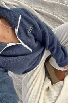 Cozy Hoodie Aesthetic, Autumn Coastal Outfit, Quarter Zip Outfit Aesthetic, Lazy Morning Outfit, Blue Quarter Zip Outfit, Navy Outfit Aesthetic, Blue Autumn Aesthetic, Navy Blue Aesthetic Outfit, Coastal Girl Outfits