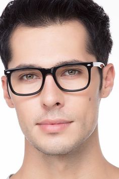 Black square eyeglasses available in variety of colors to match any outfit. These stylish full-rim, medium sized acetate eyeglasses include free single-vision prescription lenses, a case and a cleaning cloth. Men's Eyewear, Men's Glasses, Square Eyeglasses, Oval Face, New Glasses, Man Fashion, Men Eyeglasses, Oval Faces