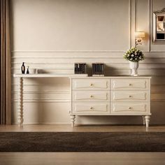 French retro light luxury dresser, can be flexible and telescopic, with storage cabinets, storage space is large, to meet the requirements of various apartment types. Zacklyo Color: Cream white | Zacklyo French Retro Light Luxury Dresser brownWood in Cream White | 30.71" H X 82.68" W X 15.75" D | Wayfair Luxury Dresser, Dresser Brown, Bedroom Makeup Vanity, Retro Light, French Retro, Retro Lighting, Cabinets Storage, Storage Cabinets, Cream White