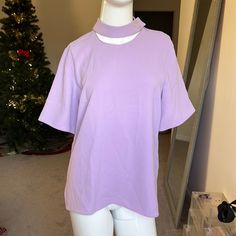 Nwt Zara Purple Shirt Top Blouse, Size Medium, 100% Polyester, Cut Out Design At Neckline With Button & Zipper, Oversized Sleeves *Have A Little Soiling But Nothing Major- Brand New Item Casual Crew Neck Office Blouse, Casual Crew Neck Blouse For Office, Chic Crew Neck Blouse For Day Out, Casual Purple Collared Top, Spring Purple Collared Blouse, Spring Purple Blouse With Collar, Purple Collared Spring Blouse, Purple Short Sleeve Spring Blouse, Purple Short Sleeve Blouse For Spring