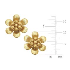 Dainty daisy studs. .81 inches Post Backs Handcast 24Kt Gold Plated Handmade in San Antonio, TX Susan Shaw, Baby Bubble Romper, Ribbon Box, Daisy Studs, Baby Bubble, 60s Style, Bubble Romper, 24kt Gold, Hair Accessories Jewelry