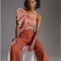 Combining Feminine Details With Timeless Silhouettes,Letme Be’s Dreamy Collection Is Crafted From The Finest Of Fabric And Embellished With Handcrafted Beadwork And Embroidery. Side Zip Cotton Made In India Fitted Orange Tops For Work, Fitted Orange Blouse For Work, Trendy Orange Cotton Blouse, Chic Fitted Orange Blouse, Chic Orange Fitted Blouse, Fitted Orange Tops, Chic Orange Sleeveless Blouse, Fitted Orange Casual Blouse, Fitted Casual Orange Blouse