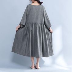 Item Code: 632830918678 Item Type: women dressMaterial: cottonSeason: spring,summer,autumnStyle: casualCollar type: round neckClothing placket: pulloverPattern: plainSleeve: three quarter sleeve(shoulder sleeve)Clothing details: pleatedWaist: looseCombination: single pieceColor: gray One Size Fit M/L(Fit for EU 38-44,US8-14,UK12-18,AU12-18,NZ12-18)Length: 112.00 cm/ 44.09 "Bust: 136.00 cm/ 53.54 "Shoulder: unlimitedSleeve length: 49.00 cm/ 19.29 "(from collar to cuff)Cuff: 64.00 cm/ 25.20 "Hem: looseWaist: loose The model height:168cm,weight:45kg,bust:81cm,waist:61cm,hips:93cmusually wear US Middle sizePS:1.The measurement is measured by hands,there will be 1 cm-3 cm in error,hope you can understand.2.The product is taken in the bright light,there may be a little different in the color of Moslem Fashion, Linen Sundress, Crochet Baby Dress Pattern, Plus Size Sewing, Pullover Pattern, Gathered Dress, Crochet Baby Dress, Clothing Details, Autumn Style