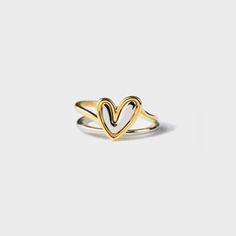 Heart Shape 925 Sterling Silver Gold Plated Ring - Global Village Kailua Boutique Dainty Gold Heart Ring For Everyday, Everyday Open Heart Rings With Heart Charm, Everyday Yellow Gold Heart Charm Ring, Everyday Yellow Gold Heart Ring With Charm, Gold Dainty Heart Ring For Mother's Day, Heart Shaped Stackable Rings For Valentine's Day, Minimalist Open Heart Gold Ring, Gold Heart Ring With Charm For Everyday, Gold Heart-shaped Midi Rings With Heart Charm