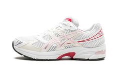 The ASICS Gel-1130 GS “Pink Salt” is the youth sizing of the retro shoe with pink accents.  The ASIC Gel-1130 at hand features a white open-mesh construction with Pink Salt synthetic leather overlays with a metallic finish.  A “Gel-1130” logo appears on the tongue and “Gel” is spelled out on the inserts on the collar overlay.  Underfoot, the shoe’s techy-looking midsole features ASICS’ signature Gel cushioning technology for a comfortable ride. Yeezy Womens, Asics Gel 1130, Dream Shoe, Shark Skin, Shoe Wall, Cute Nike Shoes, Nike Dunk High, Pink Salt, Cute Nikes