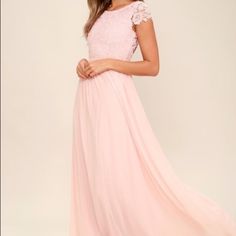 Lace Upper Chiffon Skirt Dress In Size Small From Lulus. Maxi Length. New With Tags. Pink Long Dress Lulus, Pink Bridesmaid Dresses Long Lulus, Pink Formal Dress Lulus, Light Pink Formal Dress Lulus, Maxi Dress For Wedding, Pink Lace Maxi Dress, Blush Pink Maxi Dress, Blush Maxi Dress, Wedding Bridesmaids Dresses Blue