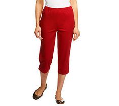 Cute meets comfortable in these "How Timeless" stretch capris. A must-have for your warm-weather wardrobe, they pair perfectly with all types of tops and tees. From Denim & Co.(R) Fashions. Stretch Cotton Capris With Pull-on Style, Relaxed Fit Cotton Knee-length Capris, Stretch Cotton Knee-length Capris, Cotton Pull-on Capris With Cropped Leg, Cotton Capris With Pull-on Style And Cropped Leg, Fall Cropped Leg Capris With Elastic Waistband, Capris With Elastic Waistband, Casual Comfort Stretch Cropped Leg Capris, Comfortable Capris With Elastic Waistband