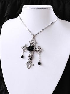 The price is for a necklace only, others are not included. Garment Size SizeFree SizeFull Length55+5 Steampunk Fashion Male, Silver Cross Necklace, Gothic Chokers, Gothic Vintage, Tie Necklace, Steampunk Accessories, Gothic Accessories, Vintage Punk, Velvet Choker