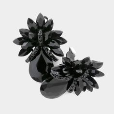 Size : 1.75" X 2.25" Clip on Black Drop Clip-on Earrings For Party, Black Drop Clip-on Earrings For Evening, Black Metal Clip-on Earrings For Evening, Black Clip-on Drop Earrings, Luxury Black Clip-on Earrings For Parties, Turquoise Hoops, Head Chain, Hat And Scarf Sets, Wrist Wear