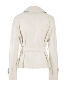 Simplicity and elegance in a single Daisy Italian Lambskin Leather Jacket. An iconic heritage piece is given a contemporary touch, ready to wear in all seasons. With a tailored but relaxed cut, it manages to accentuate the waist with a belt. Classic Fitted Outerwear With Belt Detail, Elegant Fitted Belted Outerwear, Elegant Fitted Outerwear With Belt Loops, Chic Leather Jacket With Belt For Work, Elegant Outerwear With Belt And Lapel Collar, Chic Business Outerwear With Belt Detail, Chic Fitted Outerwear With Belt Loops, Fitted Office Outerwear With Self Belt, Chic Tailored Belted Outerwear