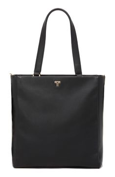 Gleaming logo hardware and rich leather distinguish a structured tote furnished with a spacious interior perfect for storing your daily essentials. Top zip closure Shoulder straps Interior wall pockets Removable pouch Structured silhouette with flat base and protective metal feet This bag includes Tumi Tracer®, an exclusive, complimentary program that helps reunite lost or stolen bags with their rightful owners using a one-of-a-kind 20-digit number affixed to the bag Lined Leather Imported Modern Shoulder Bag For Work With Gold-tone Hardware, Modern Shoulder Bags With Branded Hardware, Timeless Shoulder Bag With Branded Hardware For Daily Use, Timeless Shoulder Bag For Daily Use With Branded Hardware, Modern Satchel With Branded Hardware For Everyday Use, Business Tote Satchel With Metal Hardware, Modern Bags With Metal Hardware And Double Handle, Modern Workwear Satchel With Zipper Closure, Modern Satchel With Gold-tone Hardware For Travel