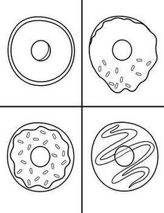 four different types of doughnuts with one missing the center and two missing the middle