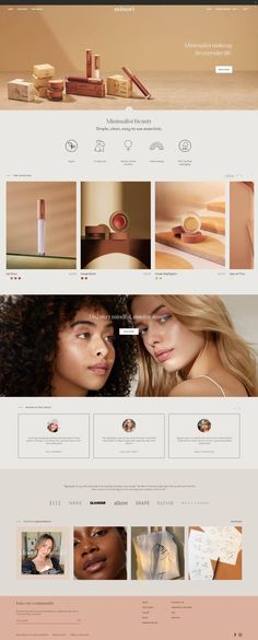 an image of a website page with cosmetics products on the bottom right corner and in the middle